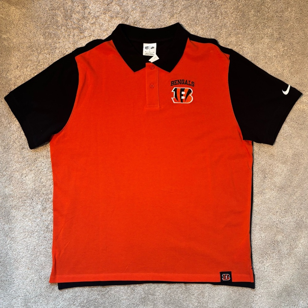 Nike Cincinnati Bengals Polo Shirt Men’s XL Orange Black NFL NWT